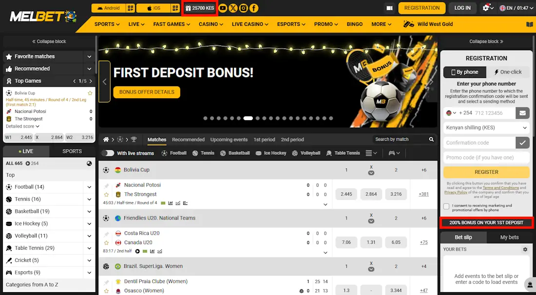 Melbet Sportsbook and Bonus Screenshot